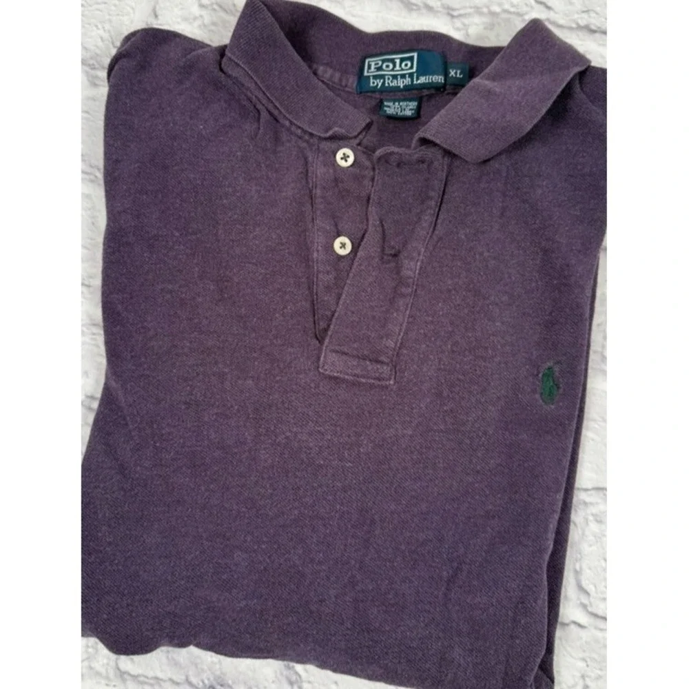 Polo Ralph Lauren Men's Vtg Polo Shirt Pique Fabric Sz‎ XL Purple Short Sleeve